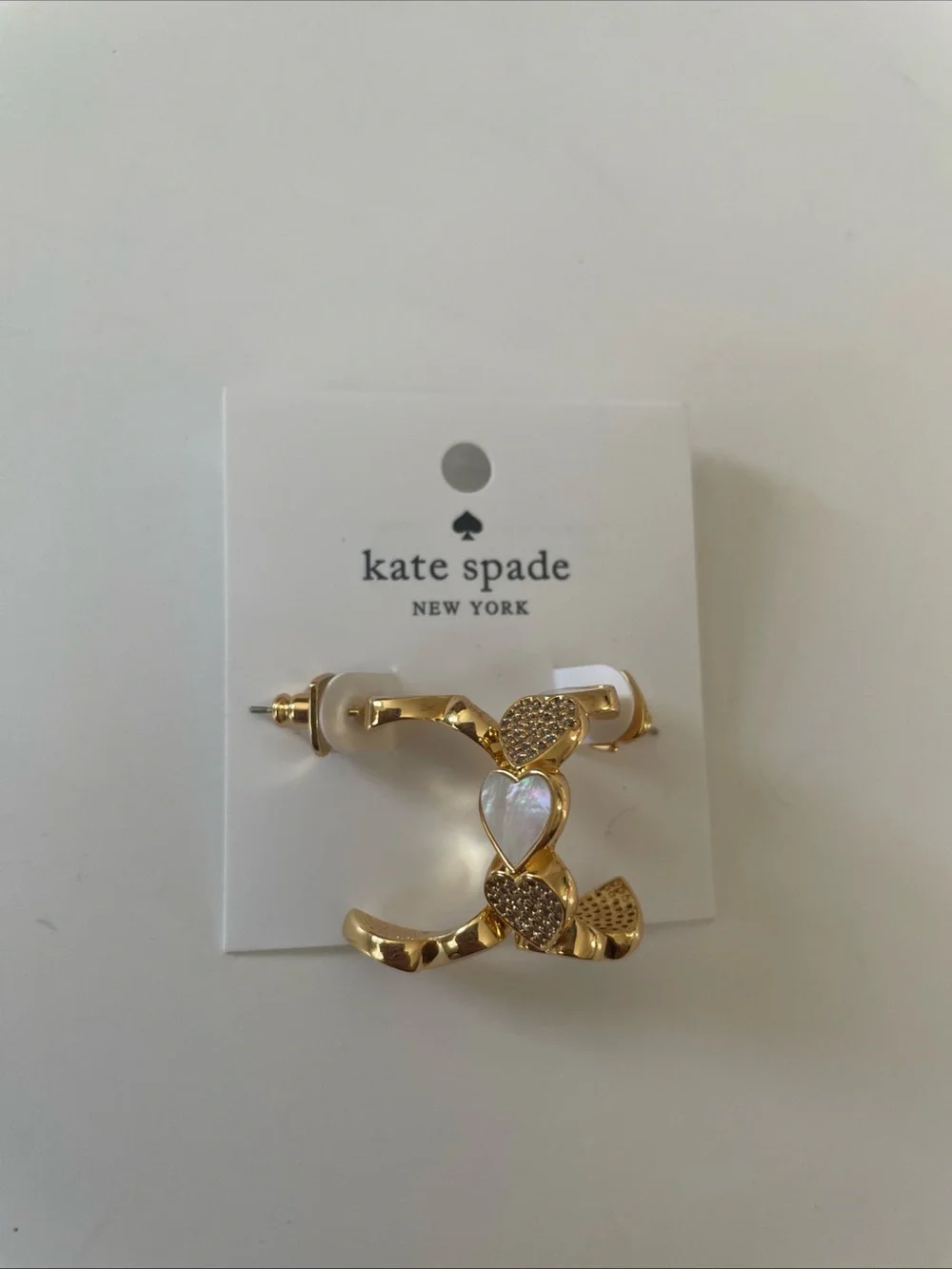kate spade Gold Heart-Link Hoop Earrings with Mother-of-Pearl